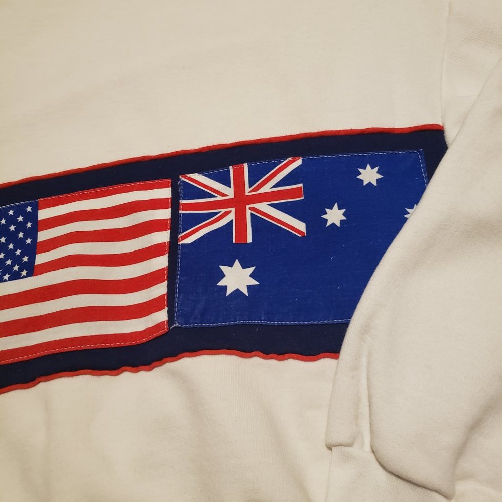Vintage GABCO Flag Sweater White Red Blue Men's Large L Made in Australia Retro - Picture 4 of 14